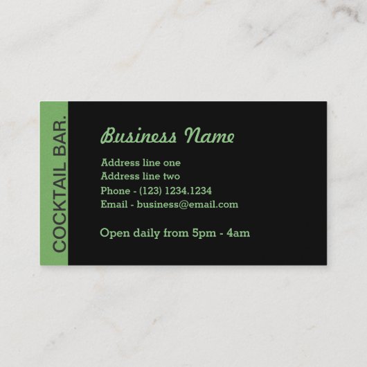 グリーングローカクテルバーナイトクラブ 名刺 (裏面)