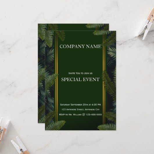 グリーングローデンフレーム企業の招待状カード 招待状 (正面/裏面インサイチュ)