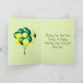 グリーングローハッピーニューイヤーパーソナライズされたカード カード (内部)