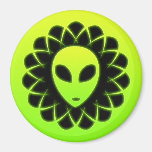 グリーングロー宇宙エイリアンヘッド マグネット (正面)