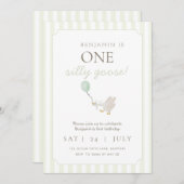 グリーング間抜けースファースト誕生日招待状 招待状 (正面/裏面)