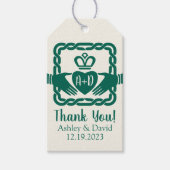 グリーンケルト結び目模様カダガアイリッシュ結婚ズサンキュー ギフトタグ (正面)