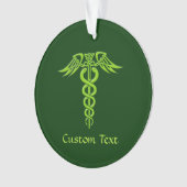 グリーンケルト結び目模様カドゥセウス オーナメント (正面)