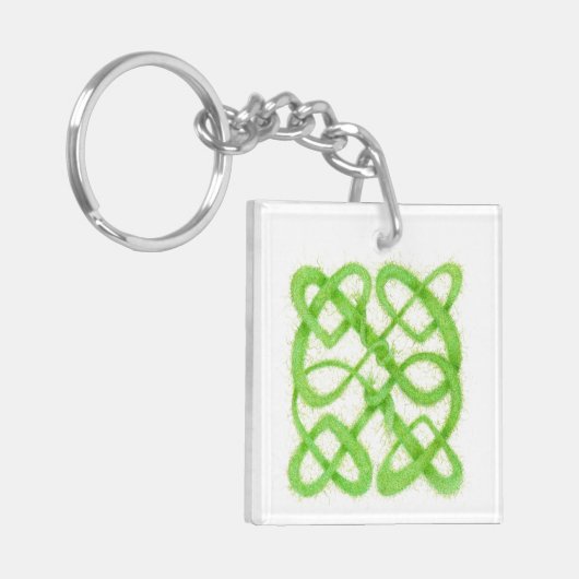 グリーンケルト結び目模様スクエアアクリルキーチェーン キーホルダー (正面左)
