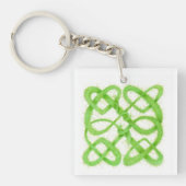 グリーンケルト結び目模様スクエアアクリルキーチェーン キーホルダー (正面)
