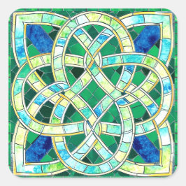 グリーンケルト結び目模様ストーンモザイク スクエアシール