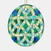 グリーンケルト結び目模様ストーンモザイク セラミックオーナメント (左)