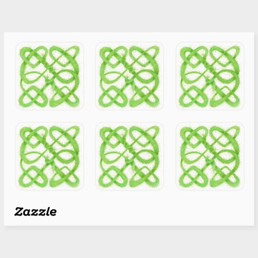 グリーンケルト結び目模様ラージスクエアステッカー スクエアシール (シート)