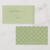 グリーンケルト結び目模様結婚のテーブル座席表 プレイスカード (正面/裏面)