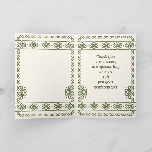 グリーンケルト結び目模様結婚ズサンキューカード サンキューカード (内部)