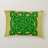 グリーンケルト結び目模様金ゴールドフェイクグリッター アクセントクッション (裏面)
