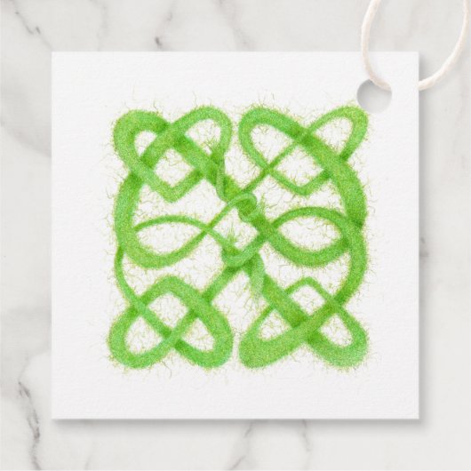 グリーンケルト結び目模様2"スクエアヤーンラベル フェイバータグ (裏面)
