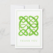 グリーンケルト結び目模様3.5x5フラットサンキューカード サンキューカード (正面)