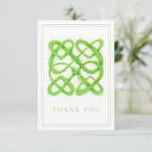 グリーンケルト結び目模様3.5x5フラットサンキューカード サンキューカード (スタンド正面)