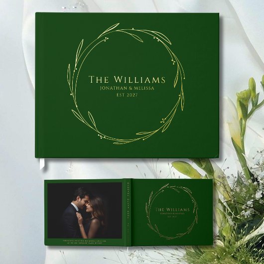 グリーンゲストブックリースフォイルゲストブックバイブル引用文 ゲストブック