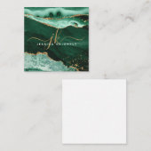 グリーンゲート金ゴールドグリッタースクリプトモノグラム ノートカード (正面/裏面)