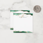 グリーンゲート金ゴールドグリッタースクリプトモノグラム ノートカード (正面/裏面インサイチュ)