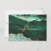 グリーンゲート金ゴールドグリッタースクリプトモノグラム ノートカード (正面)