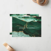 グリーンゲート金ゴールドグリッタースクリプトモノグラム ノートカード (正面/裏面インサイチュ)