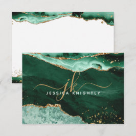 グリーンゲート金ゴールドグリッタースクリプトモノグラム ノートカード