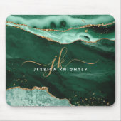 グリーンゲート金ゴールドグリッタースクリプトモノグラム マウスパッド (正面)