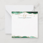 グリーンゲートGeodeスクリプトモノグラム金ゴールドグリッター ノートカード (正面)