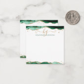 グリーンゲートGeodeスクリプトモノグラム金ゴールドグリッター ノートカード (正面/裏面インサイチュ)