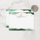 グリーンゲートGeodeスクリプトモノグラム金ゴールドグリッター ノートカード (正面/裏面インサイチュ)