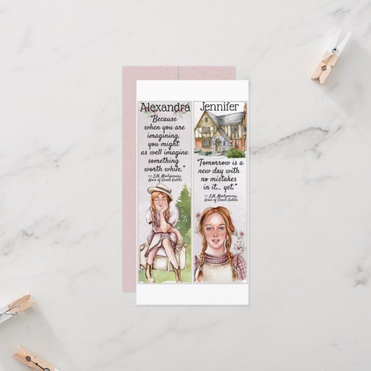グリーンゲーブルズの可愛いアン引用文ギフトブックマークCa カード (正面/裏面インサイチュ)