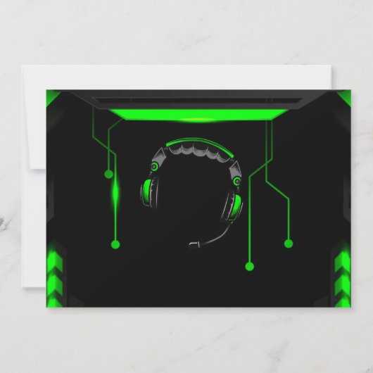 グリーンゲームトラック誕生日パーティーの写真招待状 招待状 (裏面)