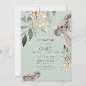 グリーンコアラベアーキュートバースデーパーティの招待状 招待状 (正面)