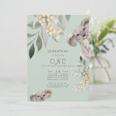 グリーンコアラベアーキュートバースデーパーティの招待状 招待状 (スタンド正面)