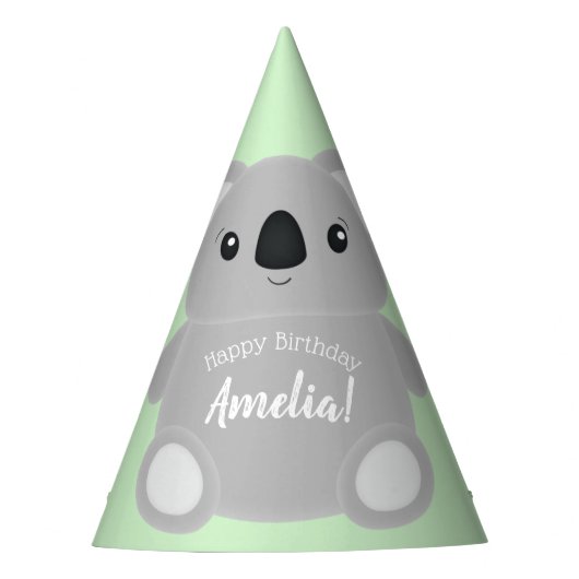 グリーンコアラベアーバースデーパーティー パーティーハット (正面)