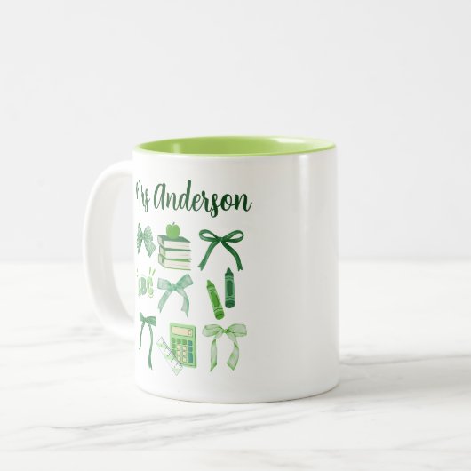 グリーンコケットバウ幼稚園エレメンタル先生 ツートーンマグカップ (正面左)