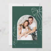 グリーンコケット弓クリスマスフォトカード シーズンカード (正面)