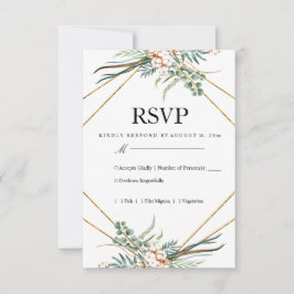 グリーンコットンボホーグリッター結婚式RSVP 出欠カード