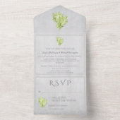 グリーンコンチシェルすべて1つの結婚式の招待 オールインワン招待状 (内側)