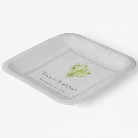 グリーンコンチシェル結婚の紙プレート ペーパープレート (傾斜あり)