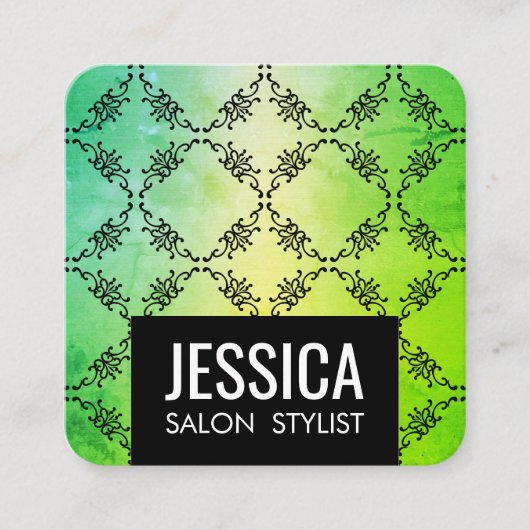 グリーンコンテンポラリーグラマー スクエア名刺 (正面)