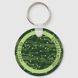 グリーンコンピュータ回路基板バー（ユダヤ教の）バル・ミツバー キーホルダー