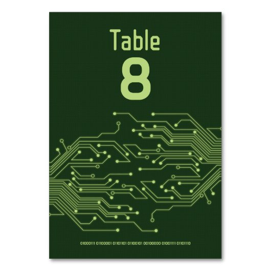 グリーンコンピュータ回路基板バー（ユダヤ教の）バル・ミツバー テーブルナンバー (正面)