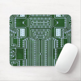 グリーンコンピュータ回路基板白色線パターン マウスパッド