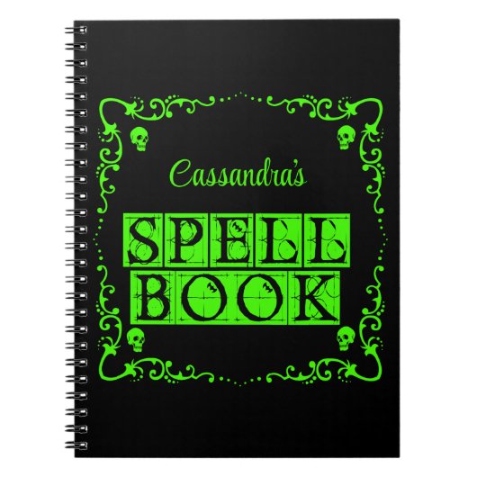 グリーンゴシック魔導書パーソナライズされた ノートブック (正面)