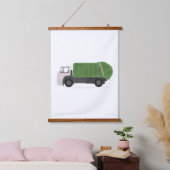 グリーンゴミごみトラック少年ベッドルームデコール 吊り下げ型タペストリー (寝室)