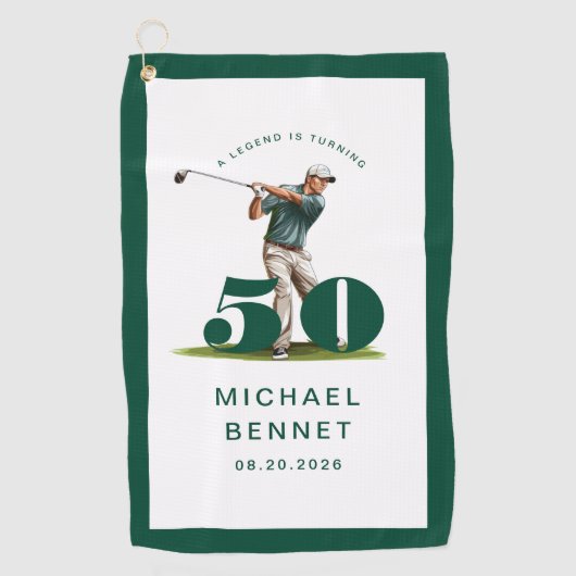 グリーンゴルフの50歳の誕生日 ゴルフタオル (正面)