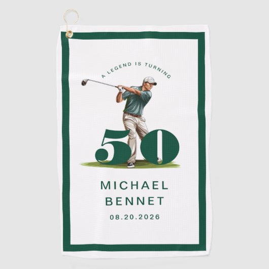 グリーンゴルフの50歳の誕生日 ゴルフタオル (正面)
