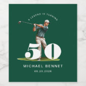 グリーンゴルフの50歳の誕生日 ワインラベル (シングルラベル)