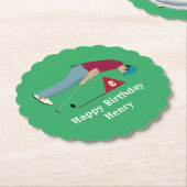 グリーンゴルファーのパッティング誕生日 ペーパーコースター (アングル)