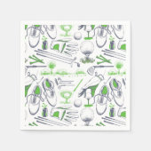 グリーンゴルフアイコンパターン スタンダードカクテルナプキン (正面)