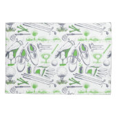 グリーンゴルフアイコンパターン 枕カバー (裏面-左)